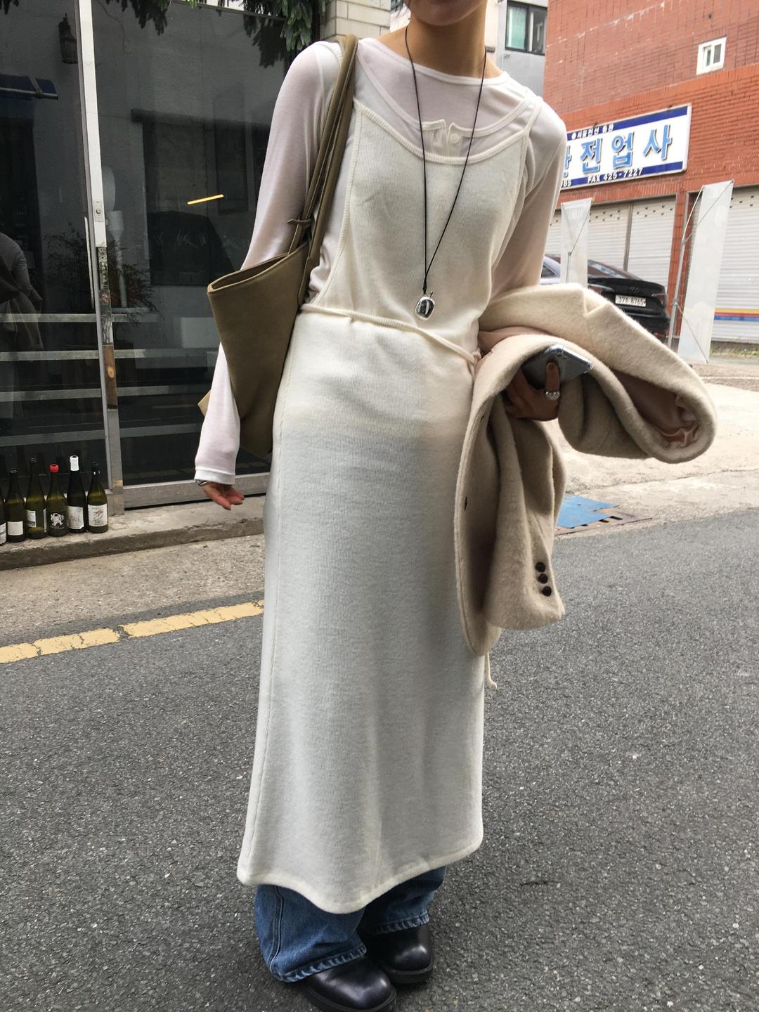 로우머 골지 레이어드 니트 원피스 2color