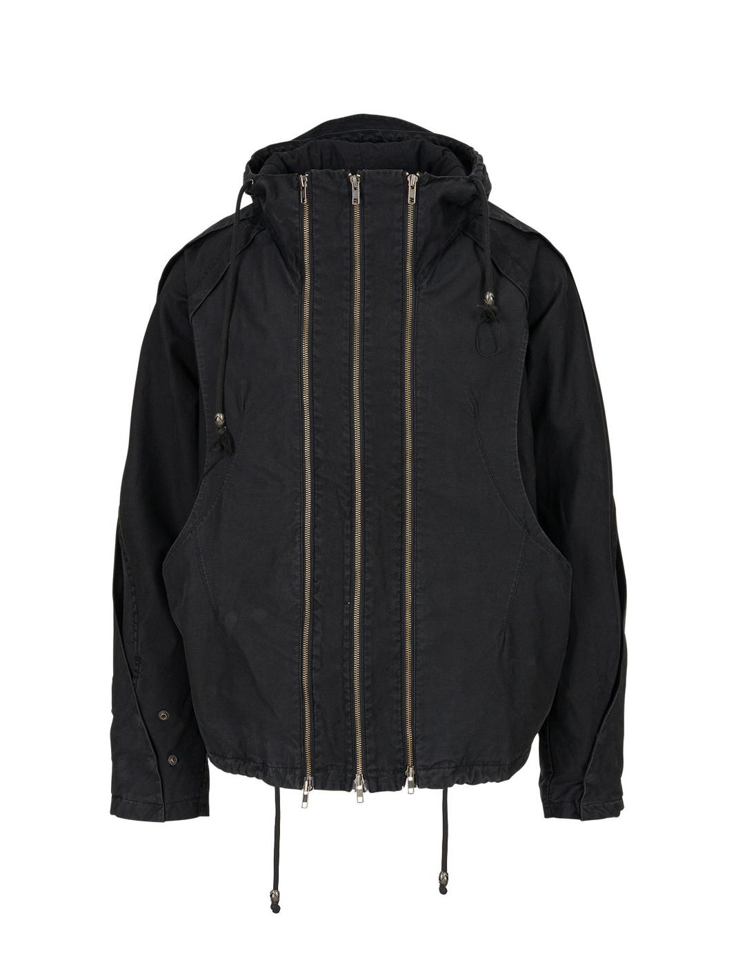 TRIPLE ZIPPER COTTON HOODED BLOUSON_BLACK