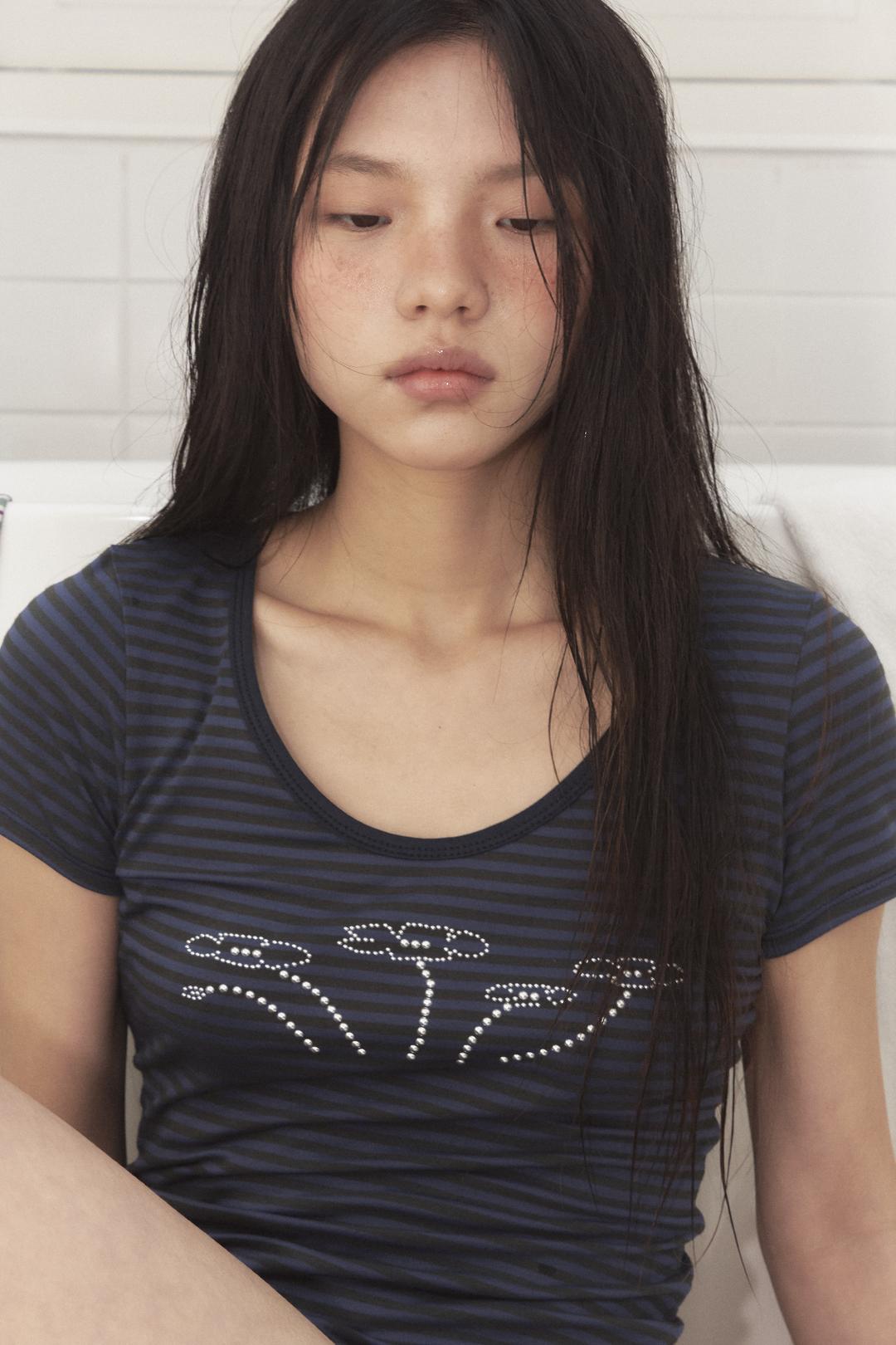 daisy dust stripe t-shirt_navy