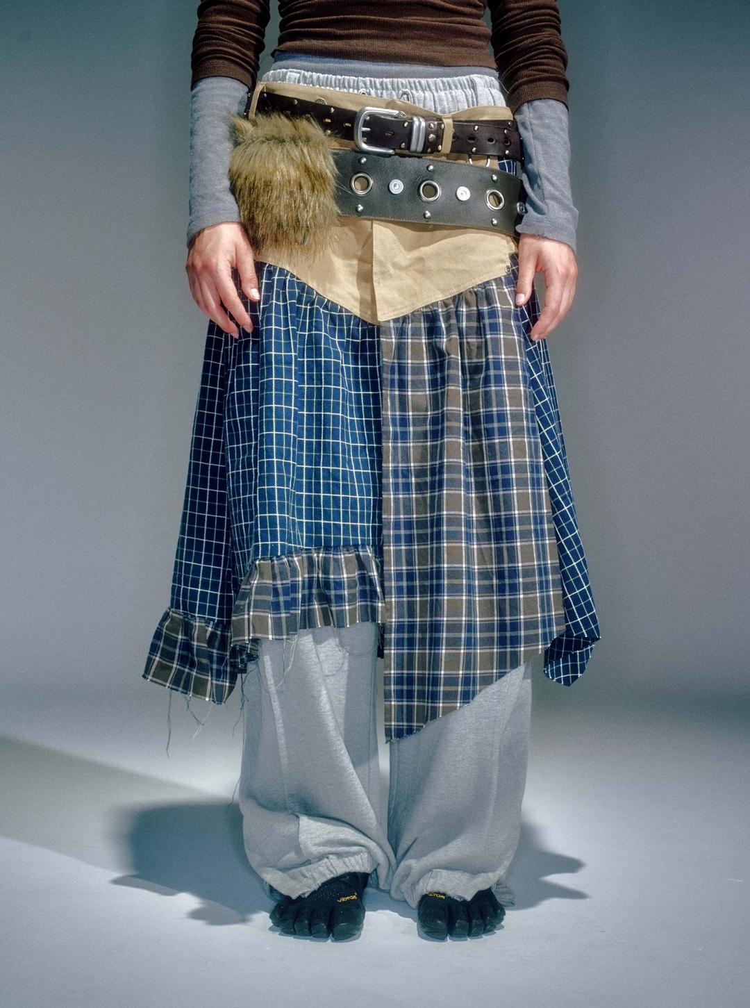 MIRA MIXED WRAP SKIRT BEIGE