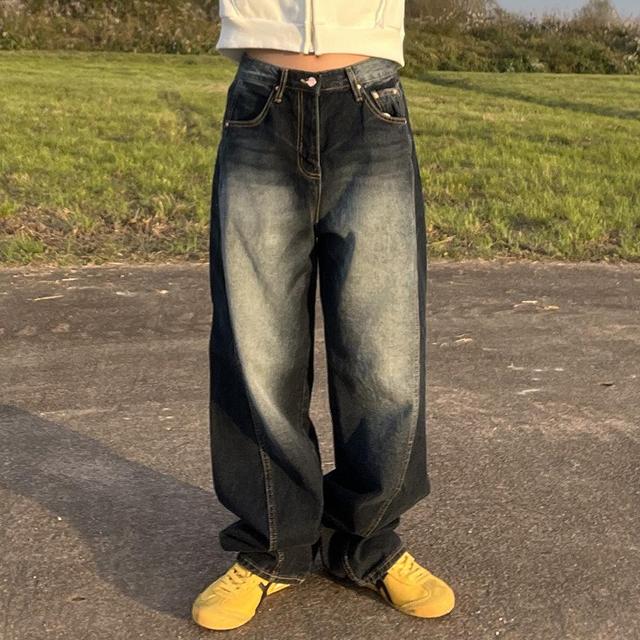 outside incision long washed denim 아웃 와이드 절개 워싱 데님 (S,M,L) : 워즈웨잇앤씨