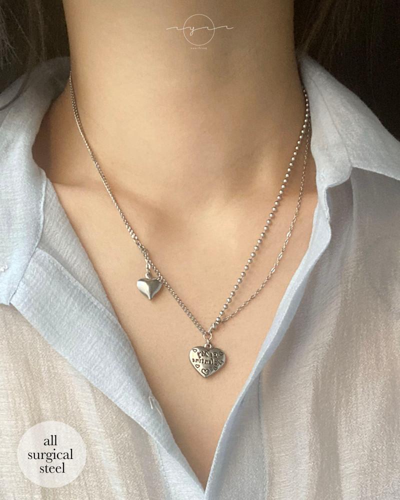 (전체 써지컬스틸) Dear heart necklace 디어하트목걸이 군번줄써지컬목걸이