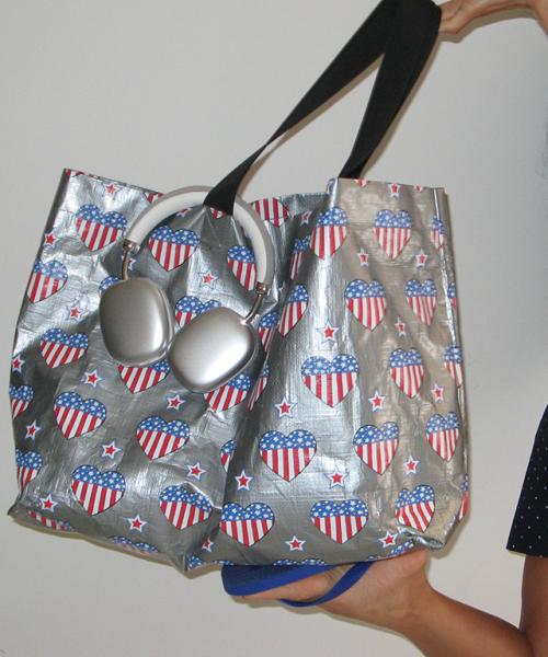HEART STAR FLAG TARPAULIN BAG SILVER
