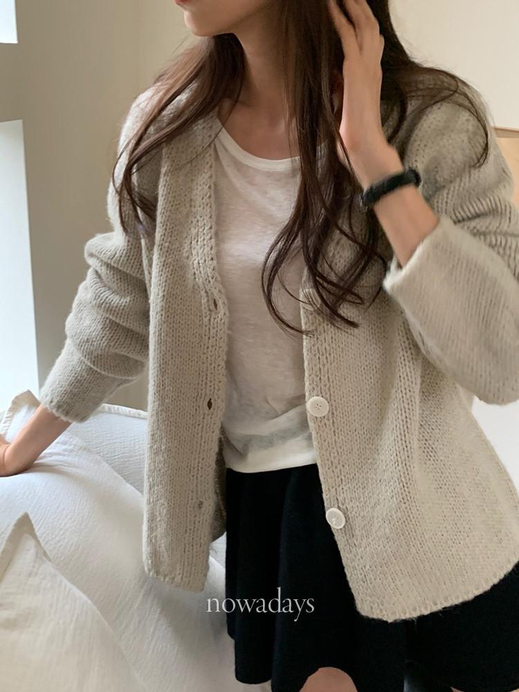 riette 리에뜨 브롯 가디건 울 긴팔 브이넥 루즈핏 니트 cd