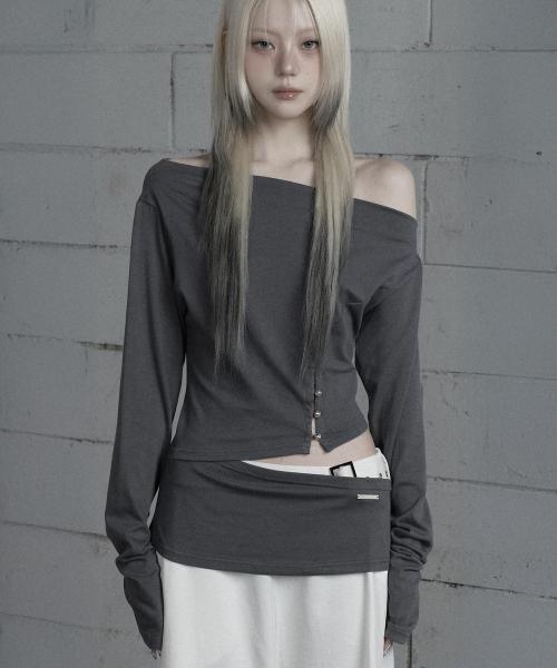 Cut-Out Open Long Sleeve (Dark Gray)