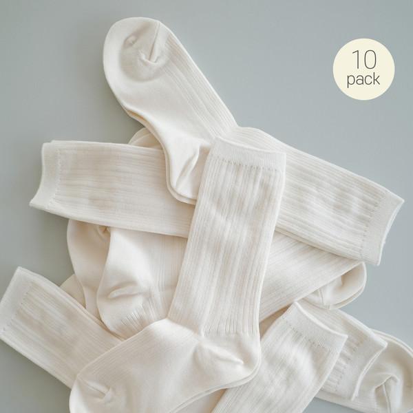 10pack Ribbed Socks - ivory