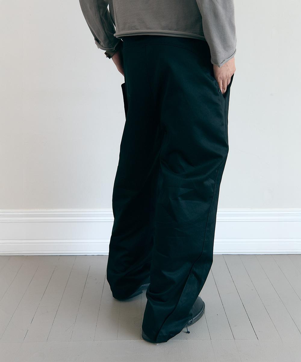 llud Diagonal Line Zipper Trousers Black