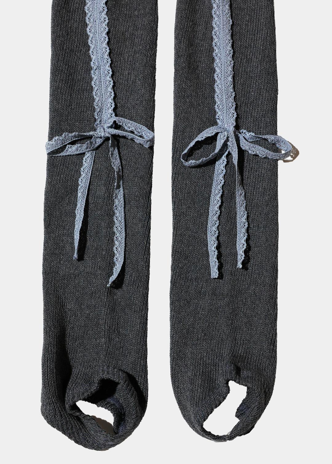 LACE RIBBON LEG WARMER - LIGHT BLUE