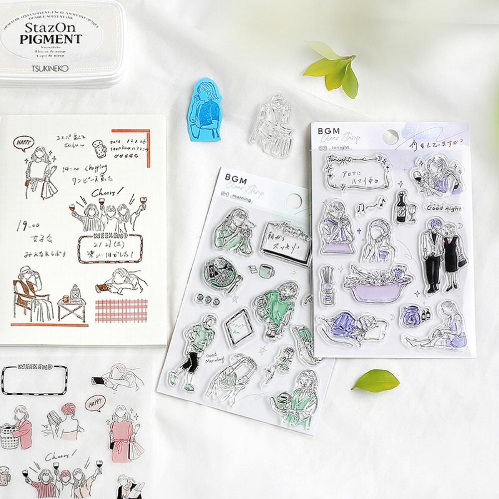 BGM woman's life 클리어 스탬프 세트 4종 감성 다꾸 다이어리 도장