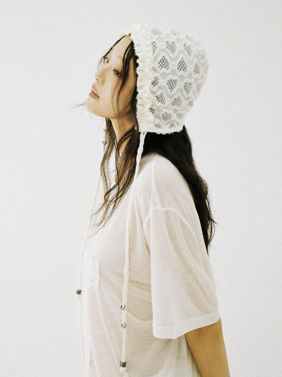 † 오픈기념 10% † Pierced Heart Bonnet - IVORY