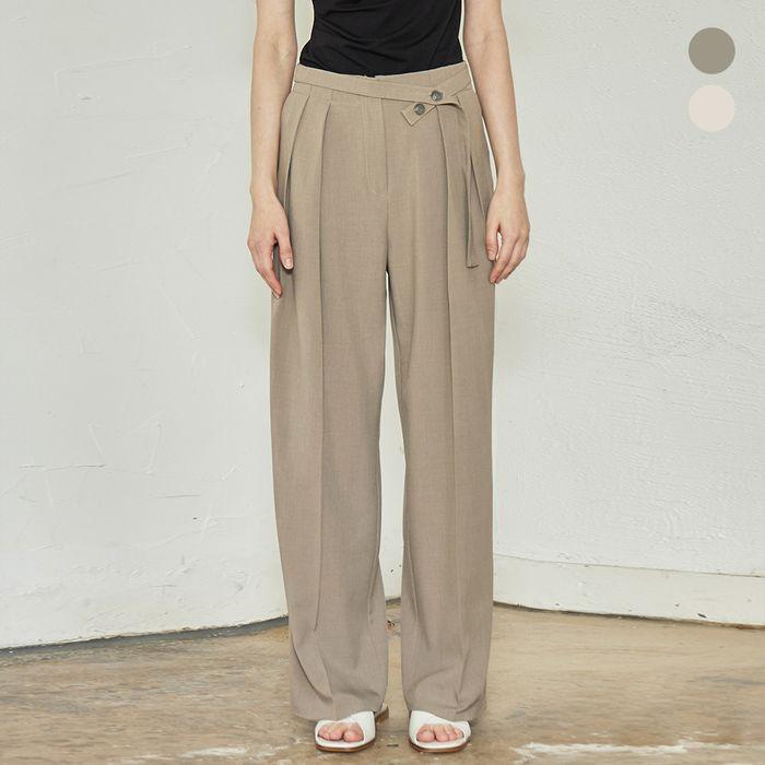 comos 855 belt point two-tuck slacks (2color)