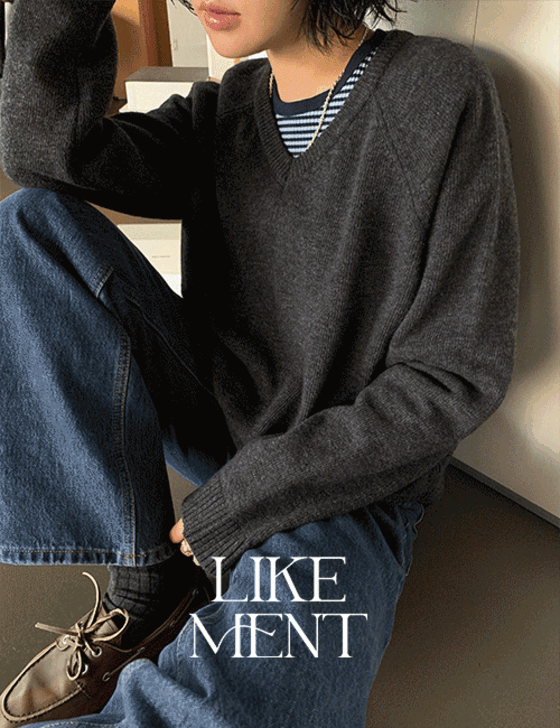 [LIKEMENT] 그란델 울 브이넥 긴팔 니트 (KN) - 4color