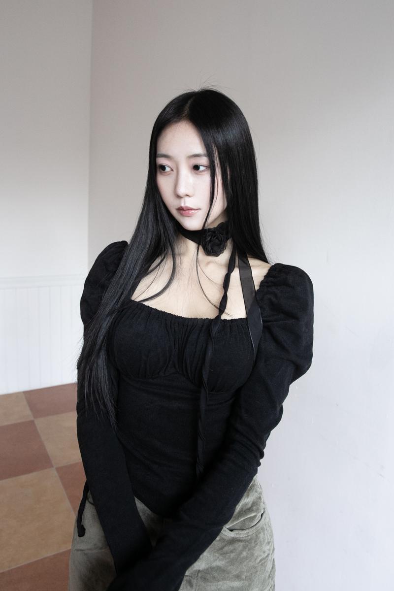 Shirring Blouse Muffler Set(2Colours)