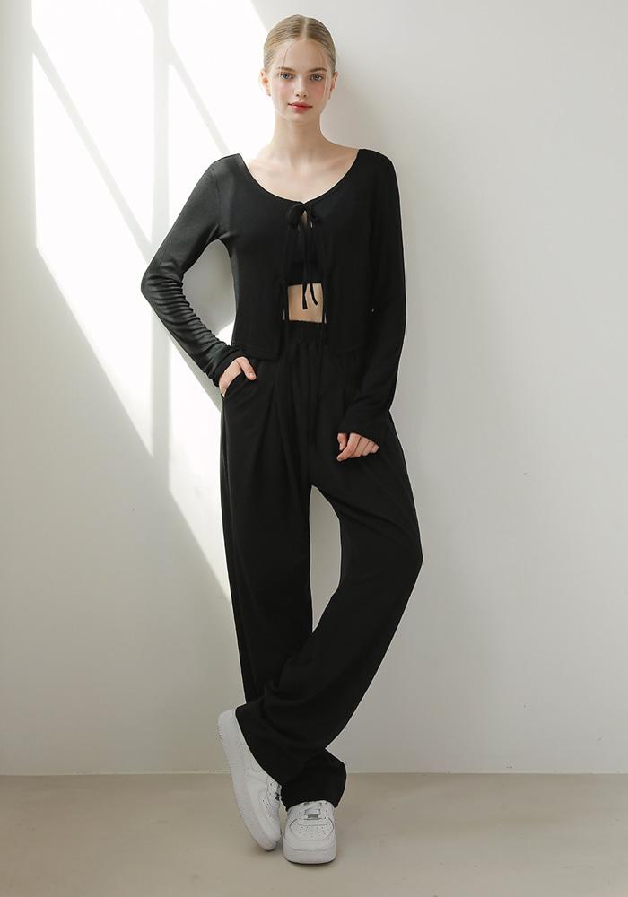 코튼 와이드 슬랙스 팬츠