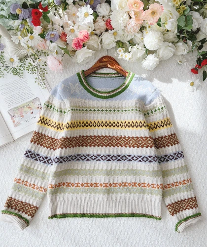 이진 단층문양 니트