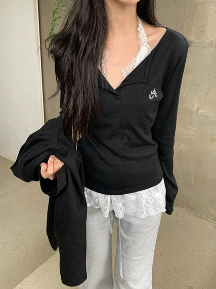[발레코어룩🪽/승모근삭제] 엘라 홀터 슬림 티셔츠 set