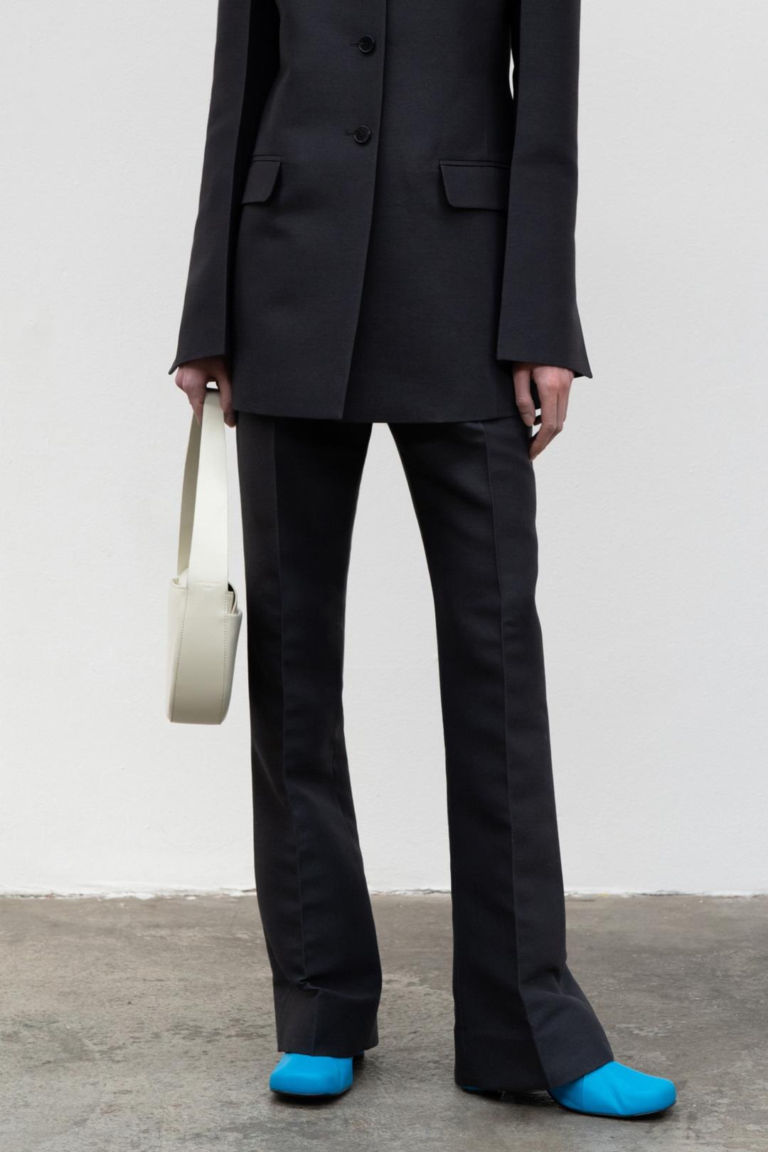 21FW SLIM SILK TROUSER - BLUE GREEN