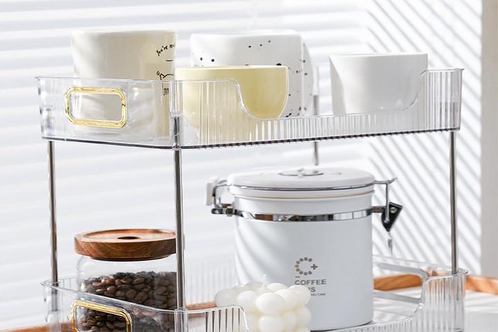 주방 수납 선반 2단 그릇 접시 컵 정리대 홈카페 다용도 정리대