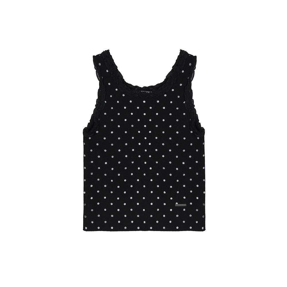 DOT LACE SLEEVELESS TOP_BLACK