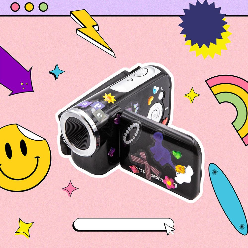 레트로 캠코더 SD 카드 포함 Y2K 비디오 카메라 시티팝캠코더 빈티지