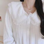 당일발송 극세사 프릴 세라  4컬러 여성 파자마 원피스 수면 잠옷