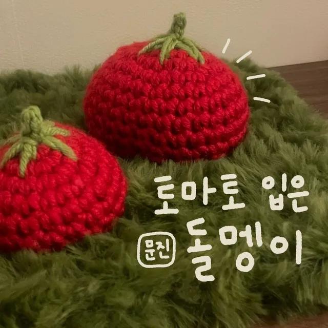 [1+1 할인/MADE] 뜨개 토마토 돌 문진 오브제 / made by anna