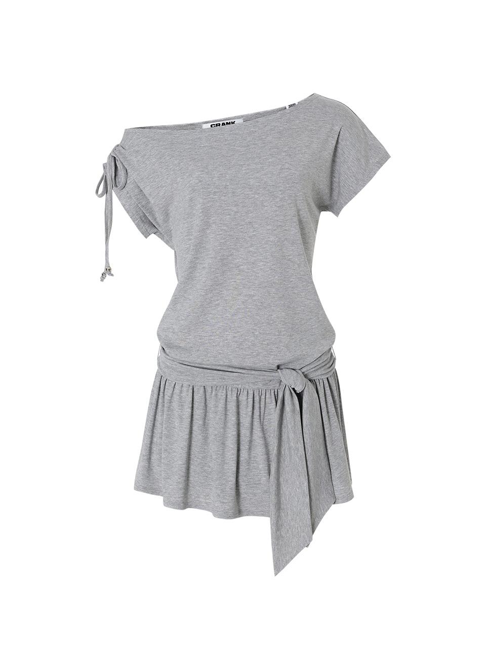 STRING OFF-SHOULDER JERSEY DRESS_MELANGE GREY
