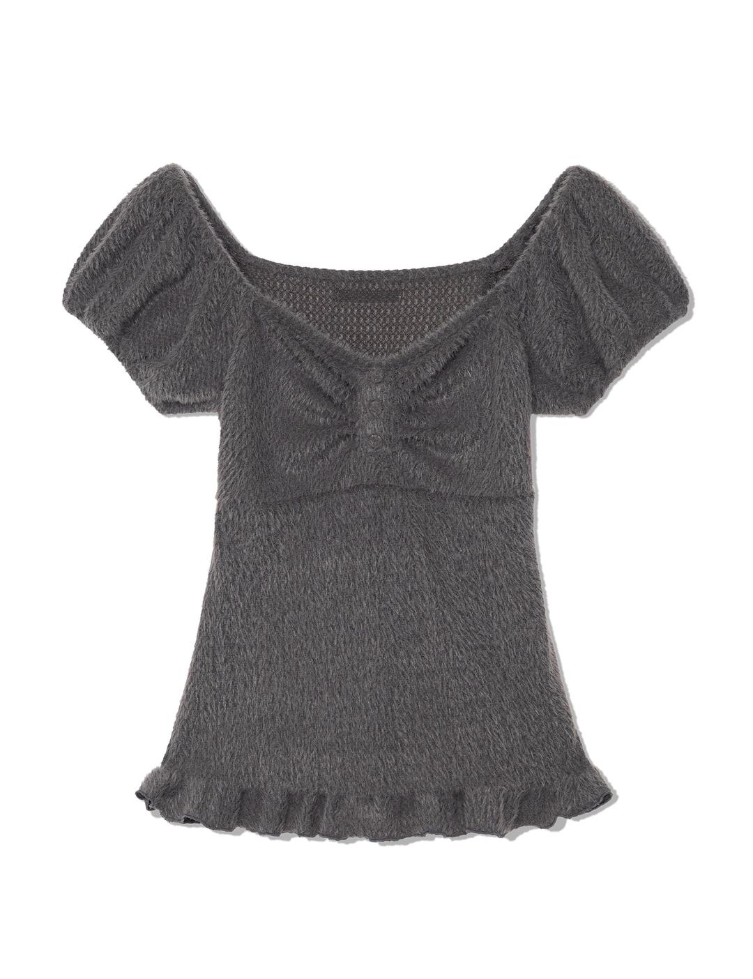 SOFT SHIRRING T-SHIRT(CHARCOAL)