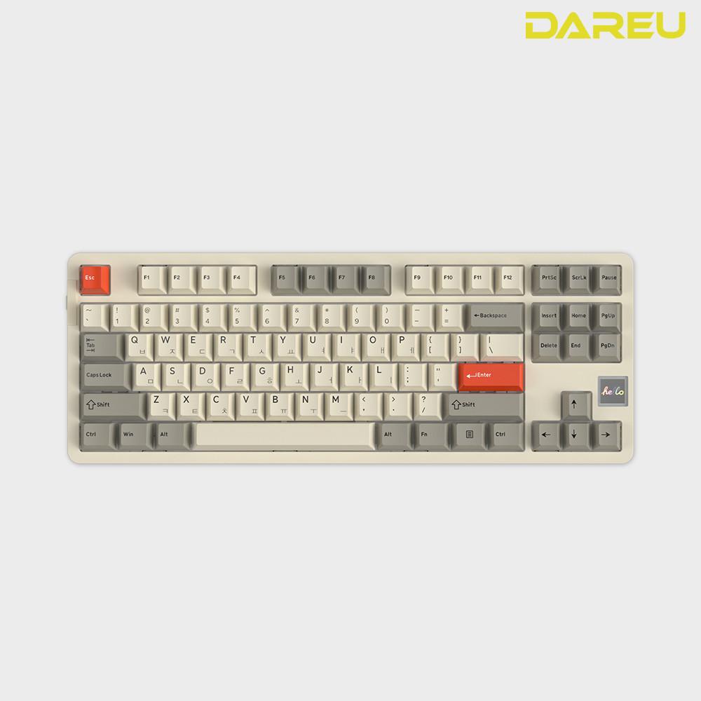 다얼유 A87 PRO LCD 무선 퀵스왑 게이밍 기계식 키보드 (레트로베이지,스카이축)