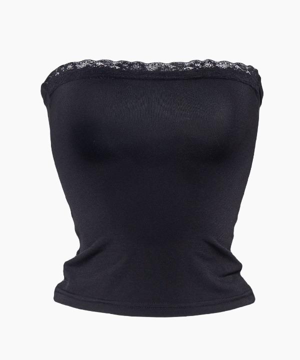 크롭 레이스 튜브탑 슬림 크롭 민소매 탱크탑