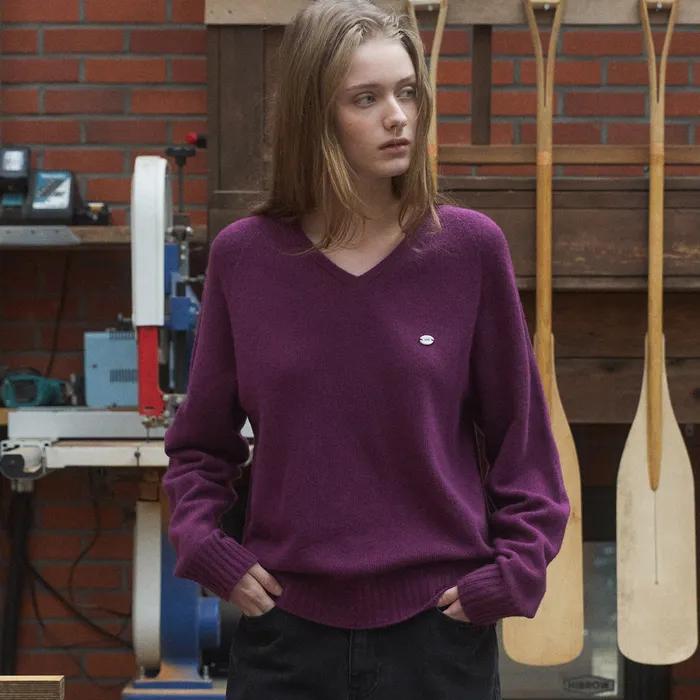 Powder v-neck knit (purple)