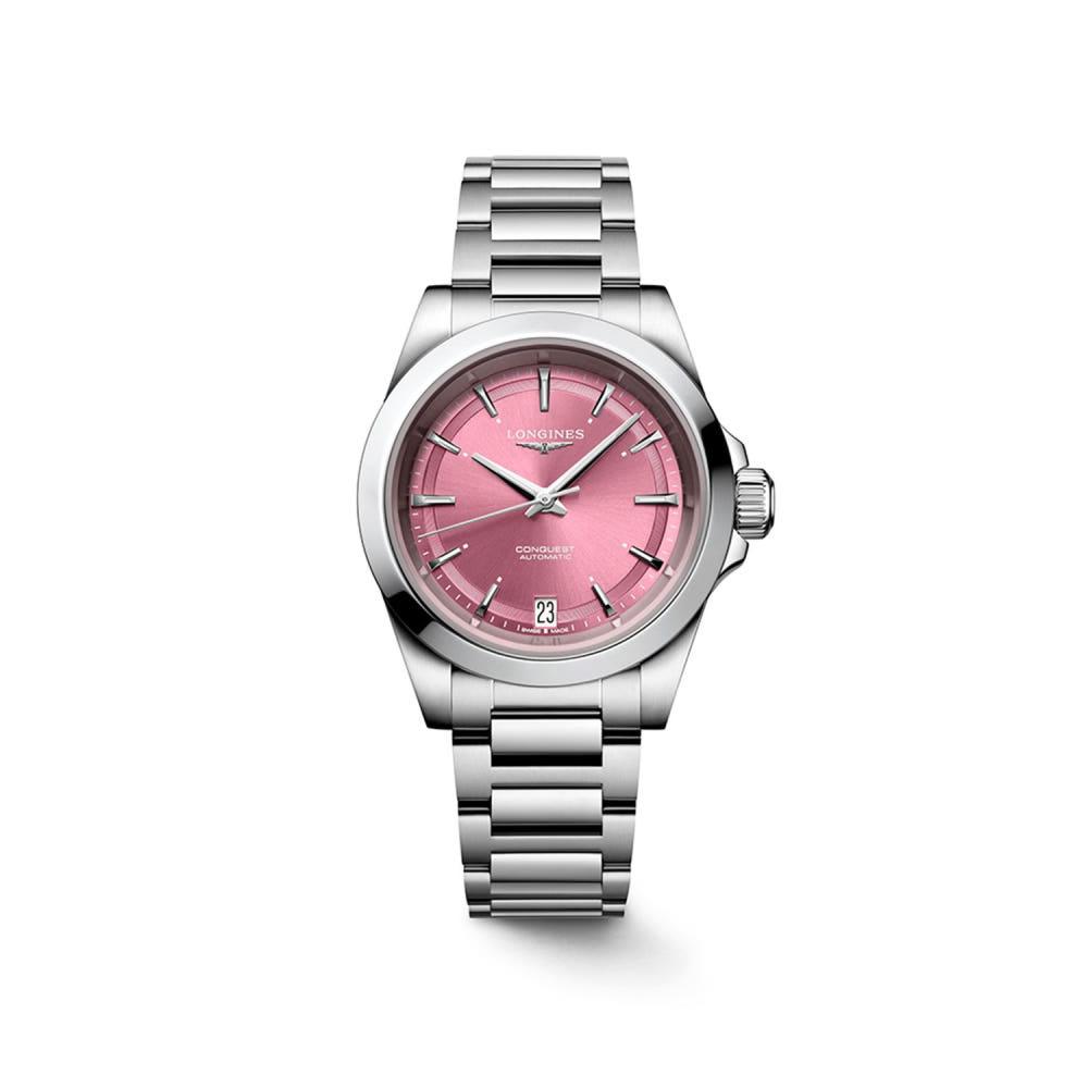[공식] 론진 콘퀘스트 핑크 다이얼 34MM L3.430.4.99.6