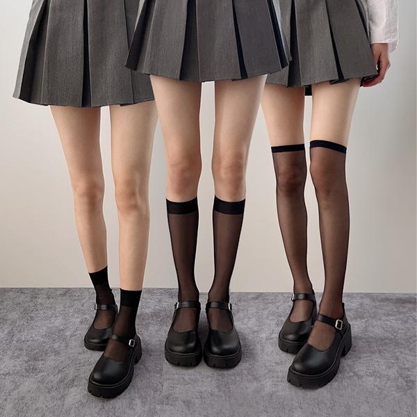 쁘띠러브 [무배] 3기장 시스루 반스타킹 검스 다리보정 무릎 니삭스 종아리 허벅지 롱오버 압박 골프 긴양말 20D15D