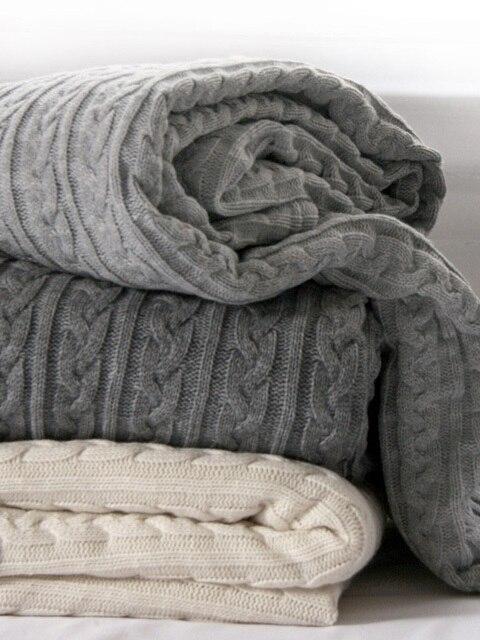 Chunky knit blanketⅡsize 220*130 lightgray 베드스프레드겸블랭킷