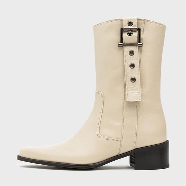 BELTED MIDDLE BOOT_CREAM BEIGE