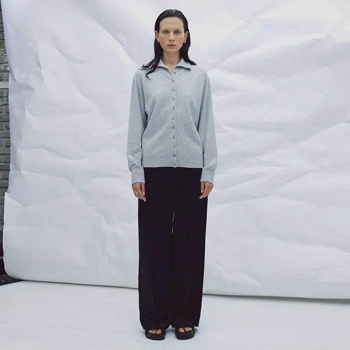 Various Half-Neck Button Top, Grey