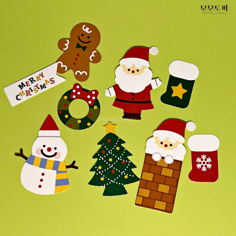 크리스마스 산타 페이퍼픽 케이크토퍼 9