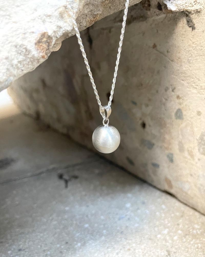 [Silver925]Rope Chain Ball Necklace 42cm (Short Ver.)