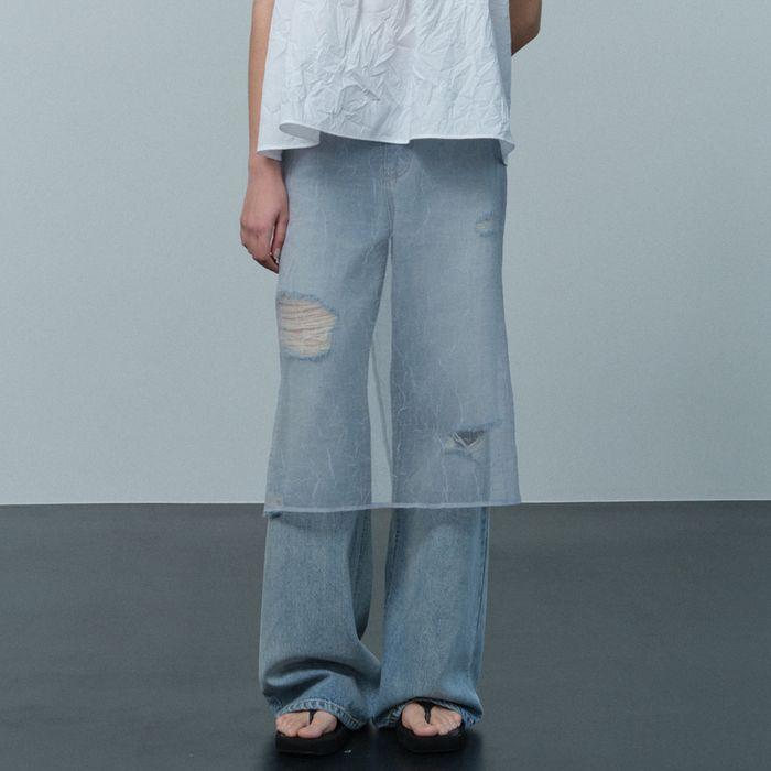 sheer layered skirt (pale blue)