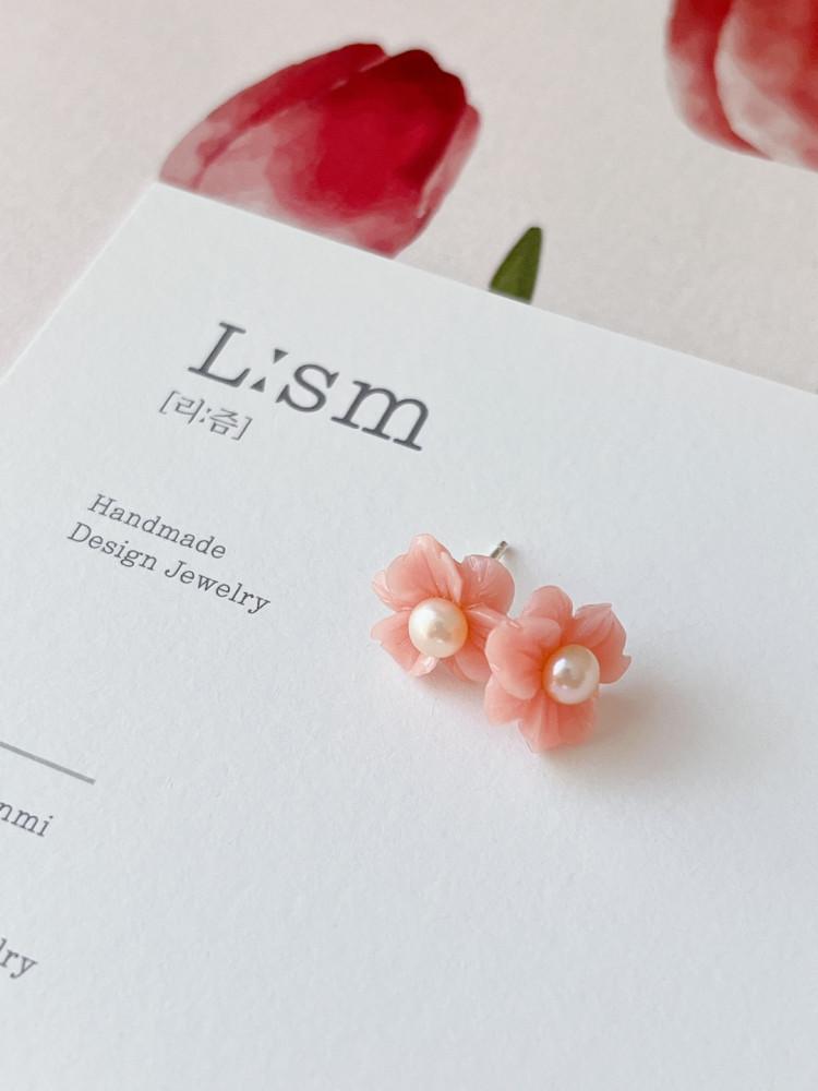 (전체실버) 블러썸피치 진주귀걸이