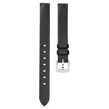 워치 스트랩, 폭 12 mm(0.47"), 가죽 스트랩, 블랙, 스테인리스 스틸