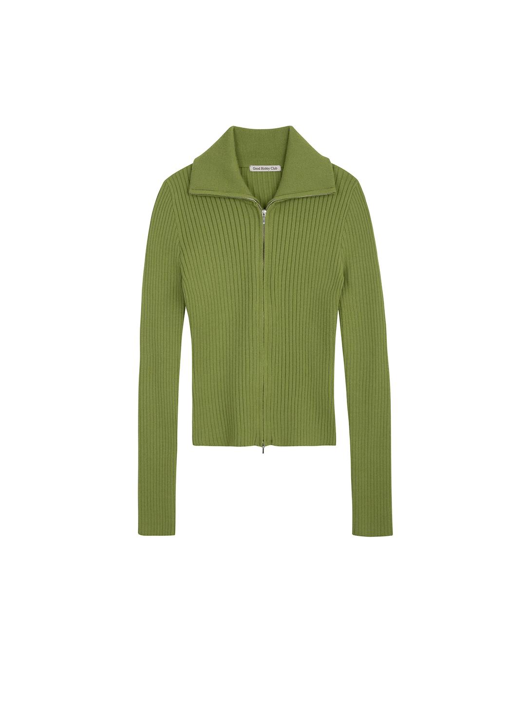 FITTED KNIT ZIPUP_GREEN