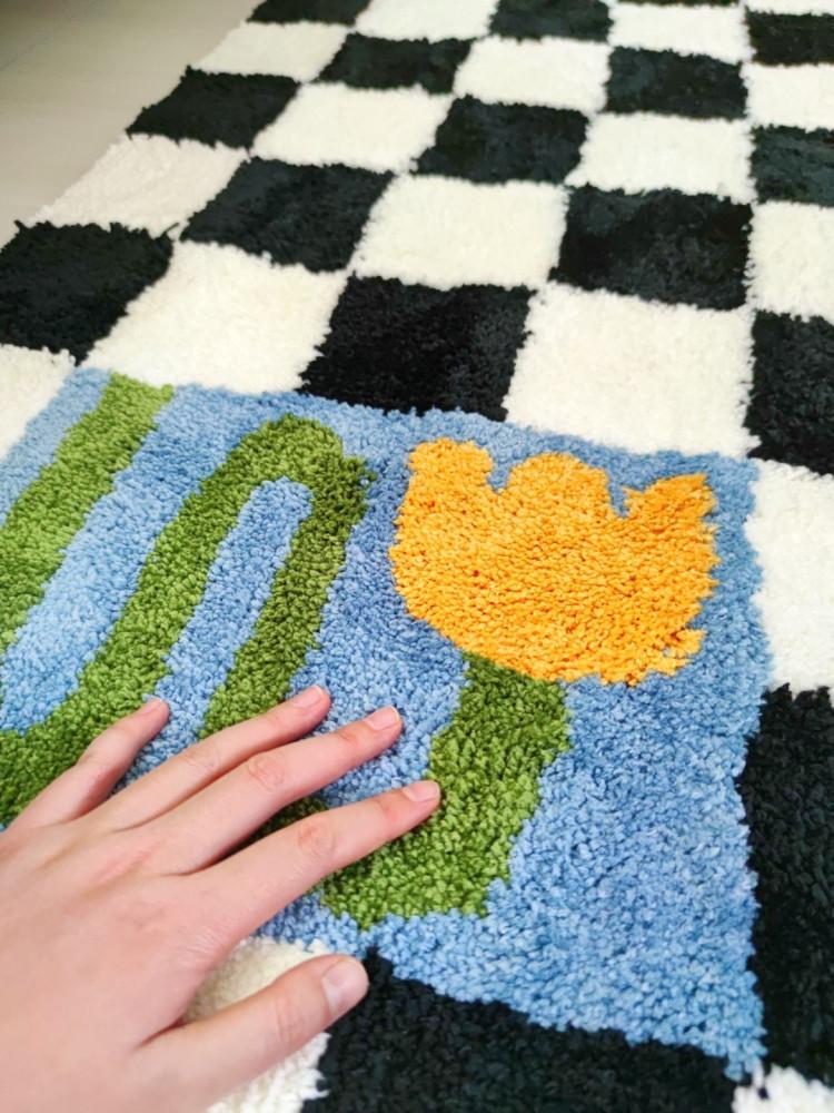 욕실발매트 주방매트특대 체커보드러그