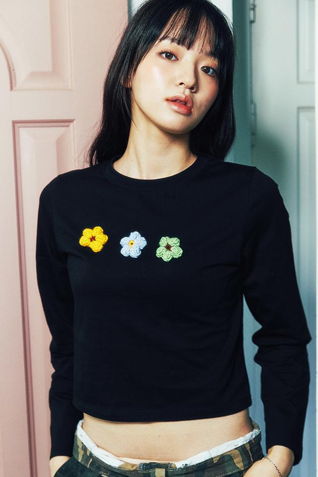 CROP CROCHET LONG SLEEVE (BLACK)