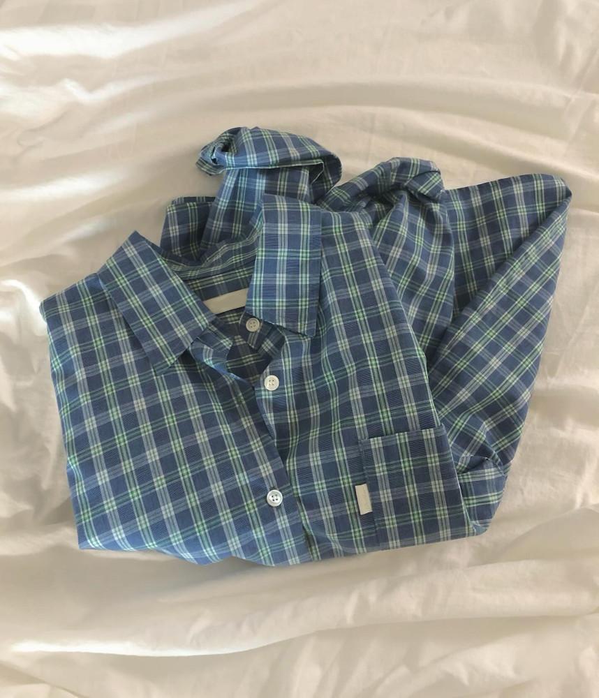 오버핏 체크 셔츠