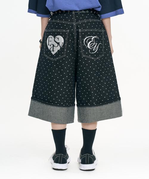 도트 카브라 버뮤다 데님 팬츠 - 블랙