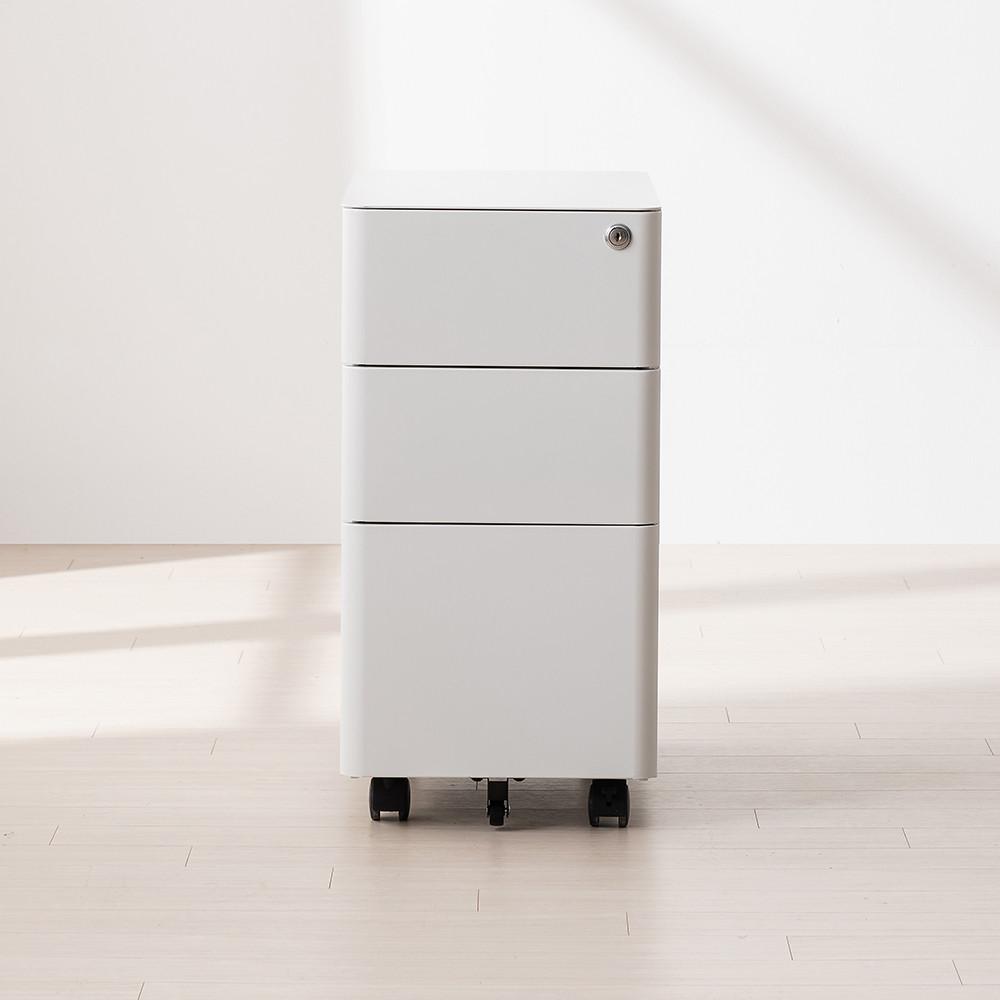 큐브 3단 라운드엣지 이동식 스틸서랍