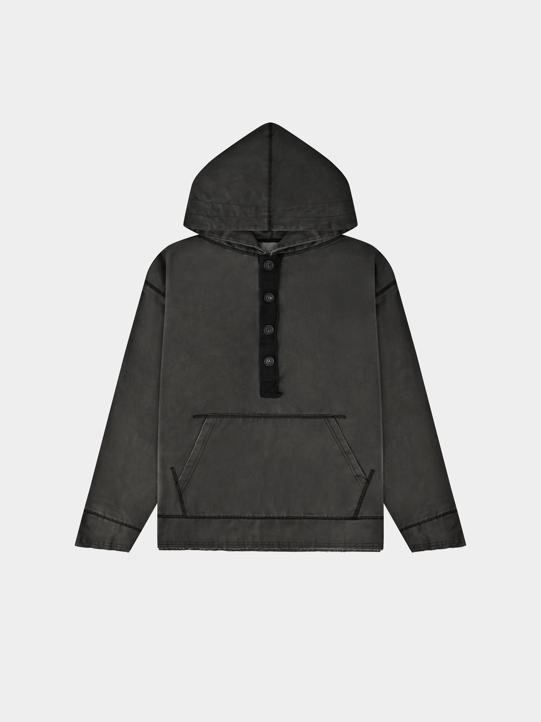 ASH LEATHER HOODED HENLEY
