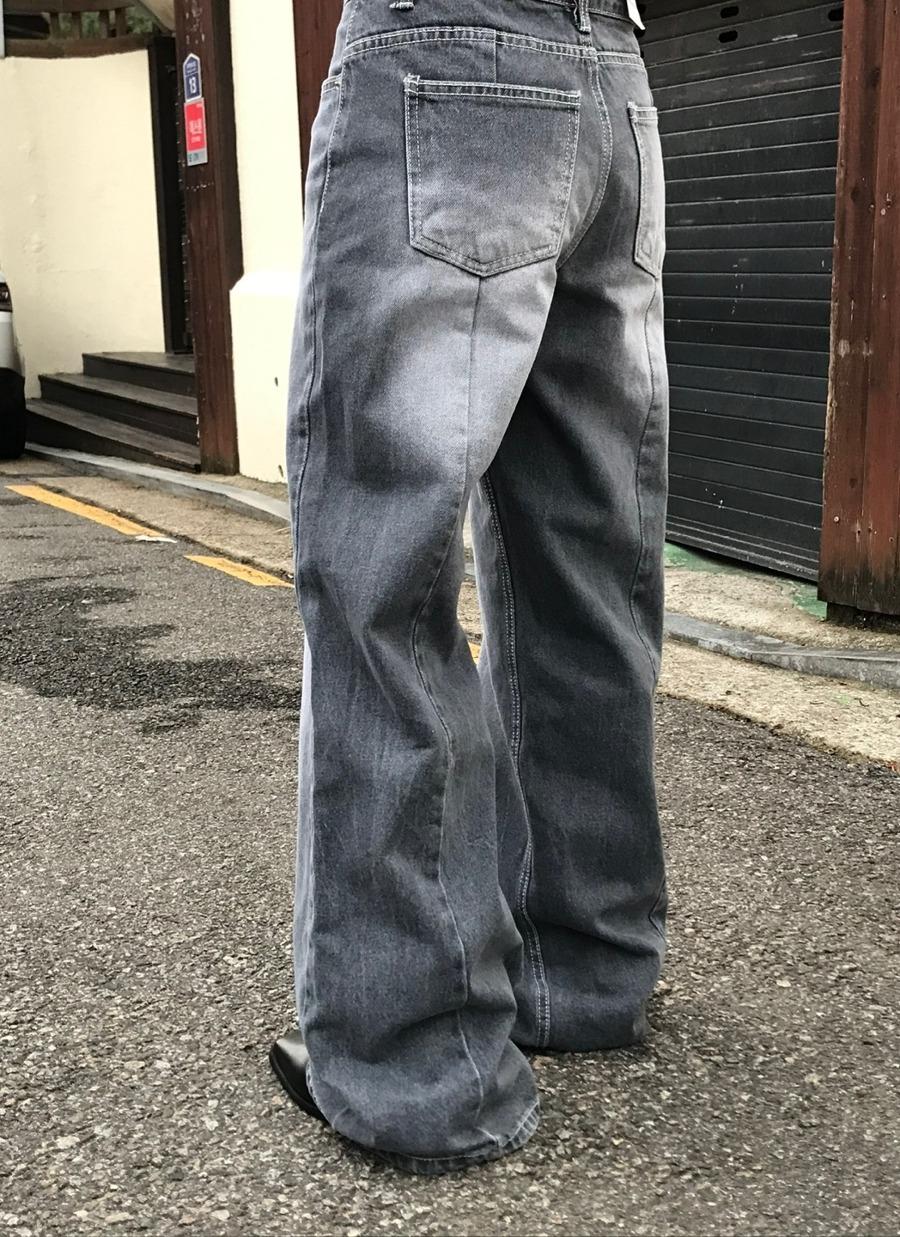 아르코이리스 Wrenley pants 렌리 데님 팬츠 뒷절개 와이드 워싱 빈티지 롱