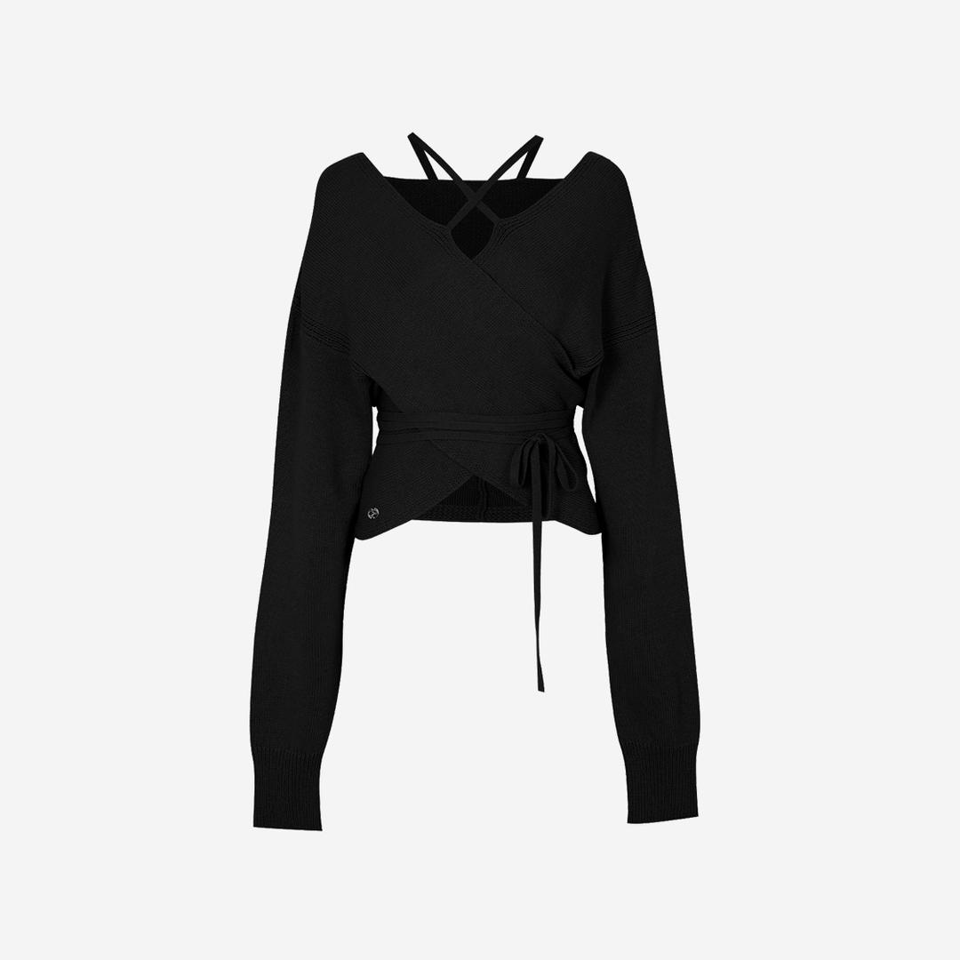 Pain Or Pleasure Women Iris Wrap Knit Black